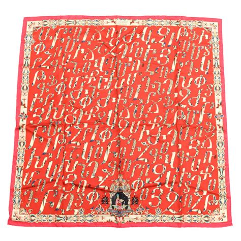 HERMES Silk Lettres D'Erevan Scarf 90 